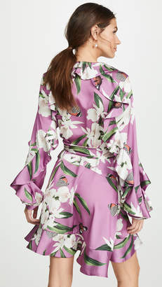 PatBO Orchid Print Mini Wrap Dress