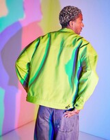 Thumbnail for your product : ASOS DESIGN oversized twill jacket in lime green