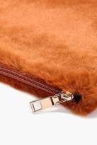 Thumbnail for your product : boohoo Womens Maisy Faux Fur Ziptop Clutch in Mustard size One Size
