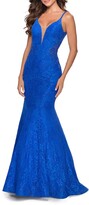 Thumbnail for your product : La Femme Sleeveless Lace Mermaid Gown