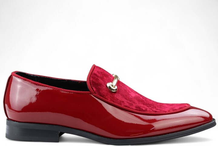 Infinity Leather Men's Smart Red Loafers Leather Lined Velvet Slip-On Shoes