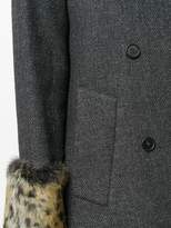 Thumbnail for your product : Kiltie fur cuff double breasted coat