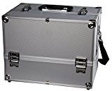 Makeup Train Case - Professional 14" Large Make Up Artist Organizer Kit - Shoulder Bag With Adjustable Dividers, 4 Trays & Key Lock - The Cosmetic Studio Box Is Designed To Fit all Cosmetics - Silver