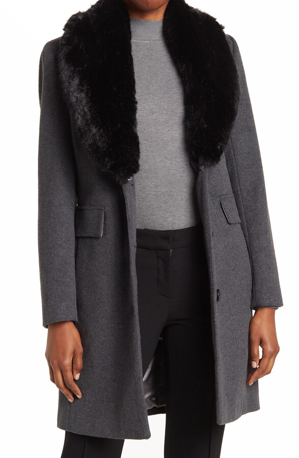 DKNY Faux Fur Shawl Collar Coat ShopStyle