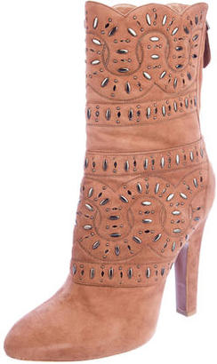 Alaia Embellished Suede Boots