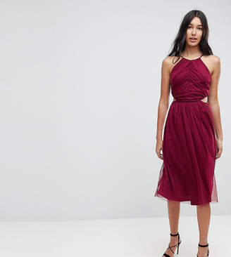 ASOS Tall TALL Dobby High Neck Midi Dress With Cut Out Sides
