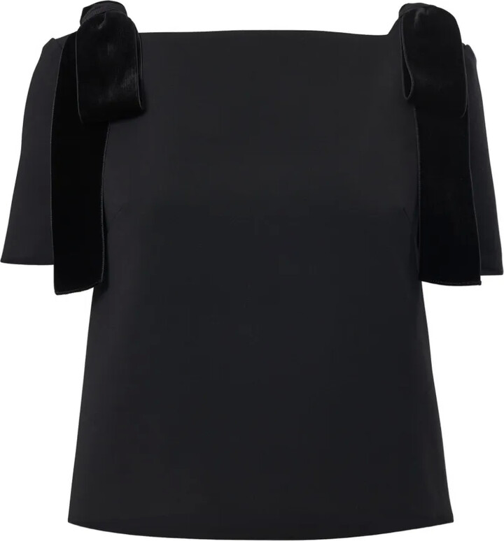 Carolina Herrera Short-Sleeve Bows-Detail Blouse
