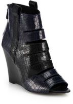 Thumbnail for your product : Rebecca Minkoff Croco-Embossed Leather Wedge Ankle Boots