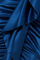 Thumbnail for your product : Alexandre Vauthier Open-back Ruffled Stretch Silk-satin Halterneck Gown - Royal blue