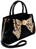 Thumbnail for your product : Betsey Johnson Bow You See It Leopard Removable Bow Satchel