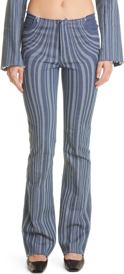 Anne Isabella Laser Stripe Raw Edge Wide Leg Jeans - ShopStyle