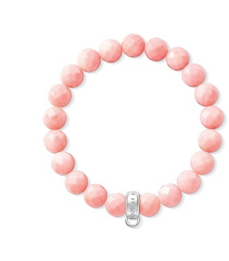 Thomas Sabo Women-Bracelet Charm Club 925 Sterling silver Bamboo Coral pink Length 17.5 cm X0209-590-9-L17 5