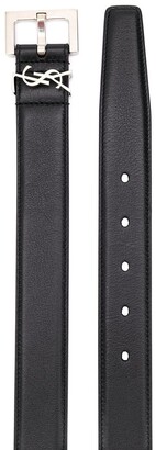 Saint Laurent Cassandre square-buckle leather belt