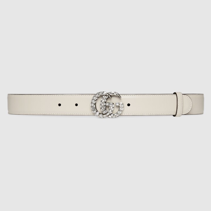 Gucci GG Marmont thin belt with crystals - ShopStyle