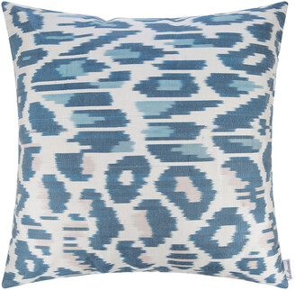 LES OTTOMANS Silk Ikat Cushion - 60x60cm - Blue/White Pattern