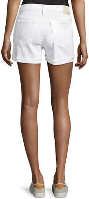 AG Adriano Goldschmied Hailey Mid-Rise Denim Jeans Shorts, White