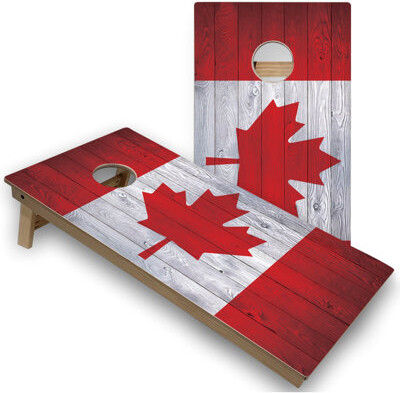 Skip's Garage Canadian Flag Cornhole Boards with Case & Lights