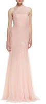 Thumbnail for your product : Monique Lhuillier ML One-Shoulder Sequined-Lace Tulle-Overlay Gown