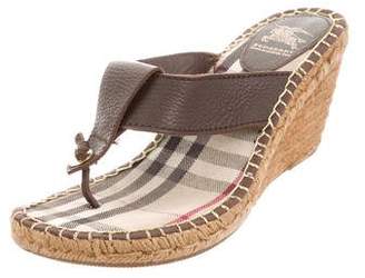 Burberry Leather Wedge Sandals