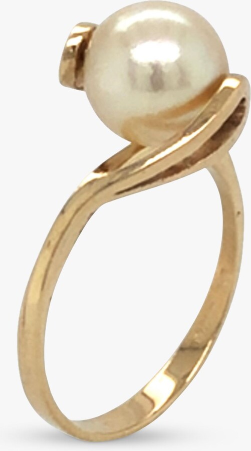 Vintage Fine Jewellery Second Hand 9ct Yellow Gold Pearl Twist Ring