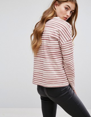Only Stripe Sweatshirt with Heart Pocket