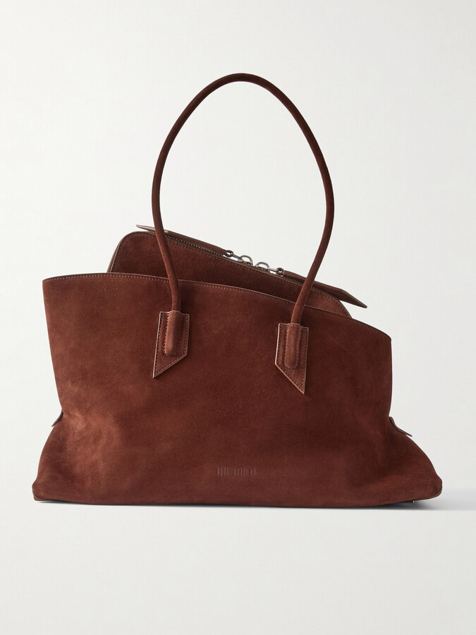 ATTICO La Passeggiata Medium Asymmetric Suede Tote - Brown