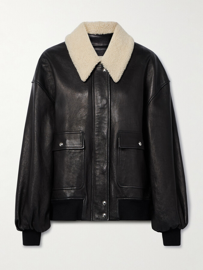 KHAITE Shellar Shearling-trimmed Leather Jacket - Black