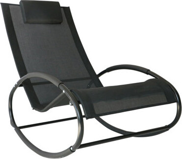 Ebern Designs Outsunny Pool Lounger Outdoor Rocking Lounge Chair For Sunbathing Pool Beach Porch With Pillow & Cool Mesh Sun Tanning Rocker Black