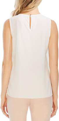 Vince Camuto Pleated Overlay Mixed Media Top