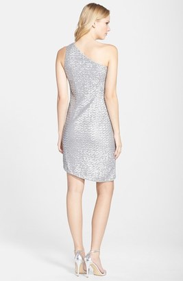 Halston Sequin One-Shoulder Dress
