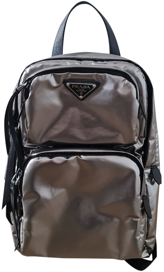 prada silver backpack