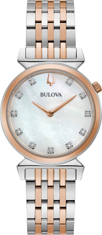 Bulova Classic Quartz Ladies Watch Stainless Steel Diamond Two 