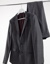 Thumbnail for your product : ASOS DESIGN wedding skinny wool mix suit jacket in charcoal herringbone