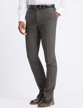 Marks and Spencer Grey Textured Slim Fit Trousers