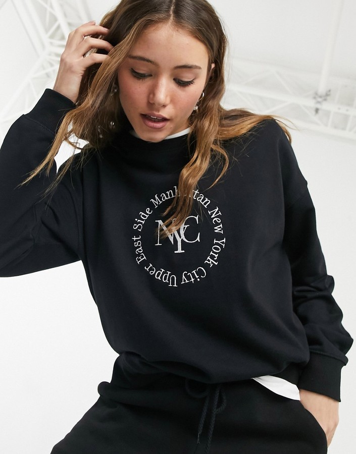 New Look NYC circle slogan sweatshirt in black - ShopStyle
