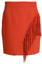 Thumbnail for your product : Maje Asymmetric Fringed Woven Mini Skirt