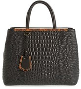 Thumbnail for your product : Fendi 'Medium 2Jours' Croc Embroidered Leather Shopper
