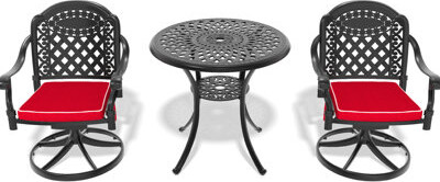 Outdoor 5 Cast Aluminum Dining - 4 Swivel Chairs & 30.71" Round Table To Varying Weather For Garden All-weather With Function For Comfort And Style