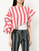 Thumbnail for your product : Marques Almeida Asymmetric Striped Cropped Top