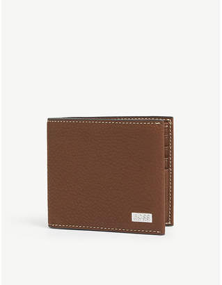 BOSS Logo plaque leather billfold wallet