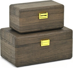 Cheungs Sable Set Of 2 Boxes With Gold Handles
