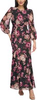 Thumbnail for your product : Eliza J Women's Floral-Print Long-Sleeve Cascade Maxi Dress