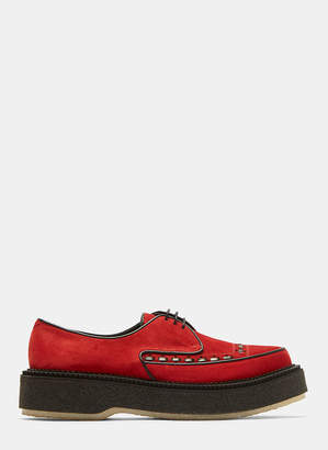 Adieu Type 101 Suede Platform Brogue Shoes in Red