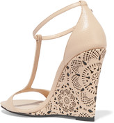 Thumbnail for your product : Burberry Laser-cut leather wedge sandals