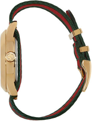 Gucci Gold and Green LAveugle Par Amour Bee Watch