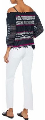 Lemlem Mamo Off-the-shoulder Embroidered Cotton And Wool-blend Blouse