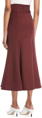 Gabriela Hearst Severino Belted Sportswear Wool Ankle Skirt