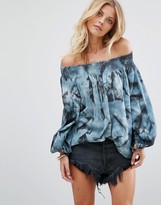 Thumbnail for your product : One Teaspoon Off the Shoulder Top with Tie Dye Print