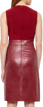 Akris Leather-Panel Side-Zip Sleeveless Dress, Miracle Berry