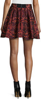 Thumbnail for your product : Alice + Olivia Stora Pleated Tribal-Print Skirt, Red/Orange
